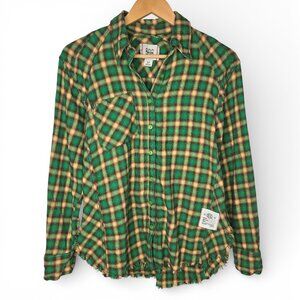 BDG Urban Outfitters Brixton Shirt Women Button Down Plaid Raw Hem S